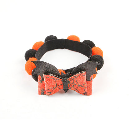 Halloween Pet Fur Ball Collar Pumpkin Accessories