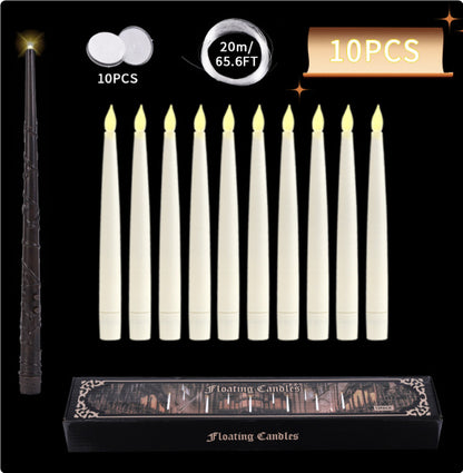 Halloween Floating LED Candles With Magic Wand Remote Control Flameless Remote Taper Electronic Candle Christmas Party Decor Candle Lights