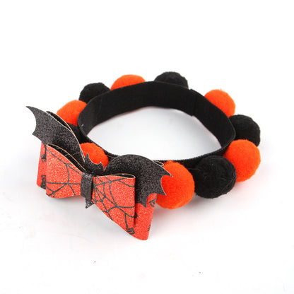 Halloween Pet Fur Ball Collar Pumpkin Accessories