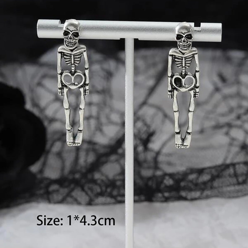 Halloween Earrings Skull Simulation Human Skeleton Detachable Stud Earrings