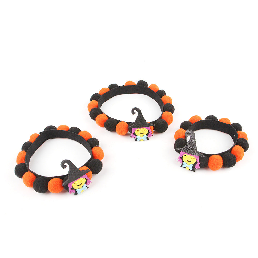 Halloween Pet Fur Ball Collar Pumpkin Accessories